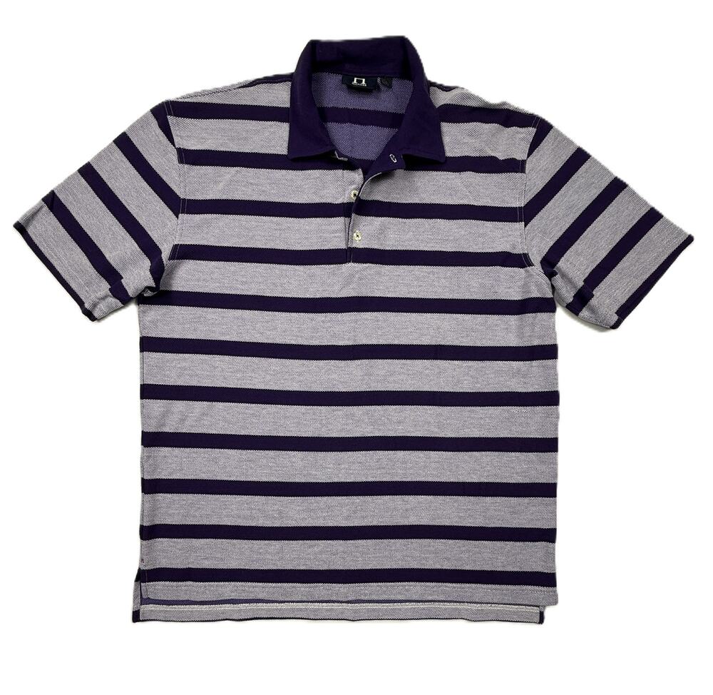 Tommy Hilfiger Vintage 90s Mens XL 100% cotton Pique Polo Shirt Purple stripes